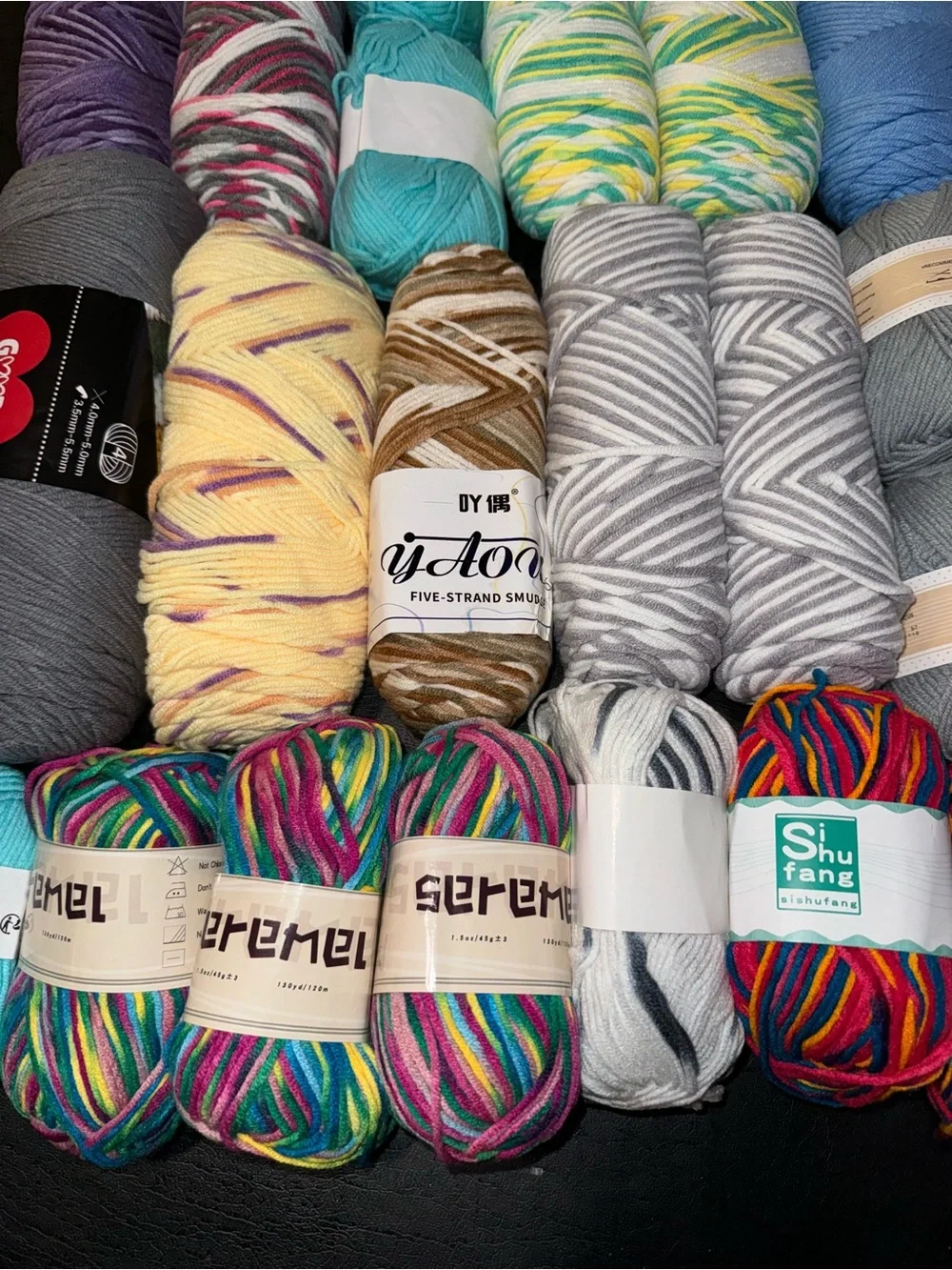 Yarn Lot of 28 skeins various sizes and styles all new lot #1